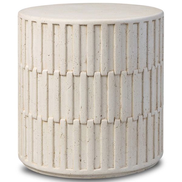Callisto Outdoor End Table, Aged Blanc